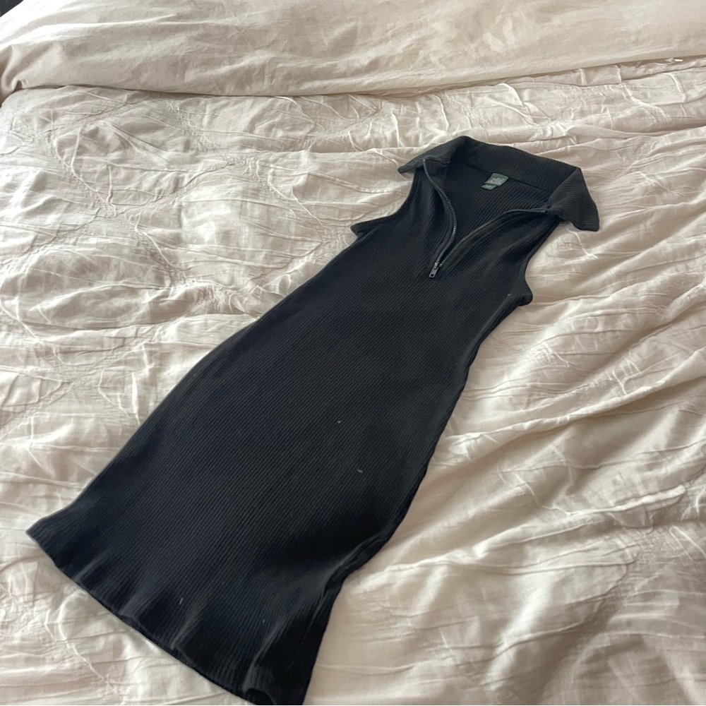 Target Wild Fable Ribbed Zipper Collar Halter Sleeveless Dress